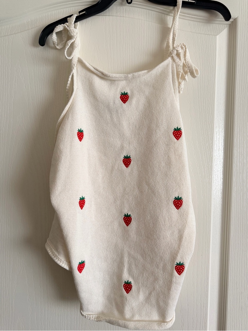 ASOS White Tie-Strap Tank Top with Red Strawberry Embroidery - Picture 6 of 6